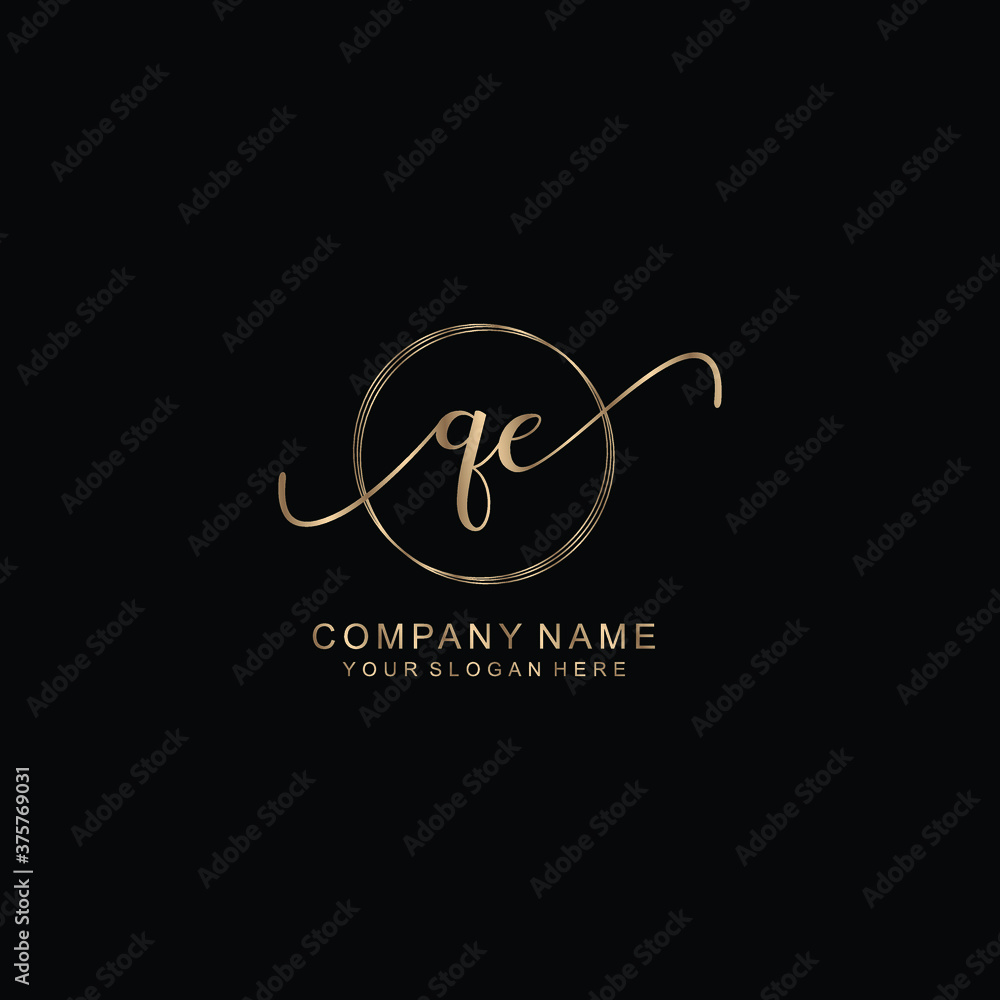 QE Initial handwriting logo template vector