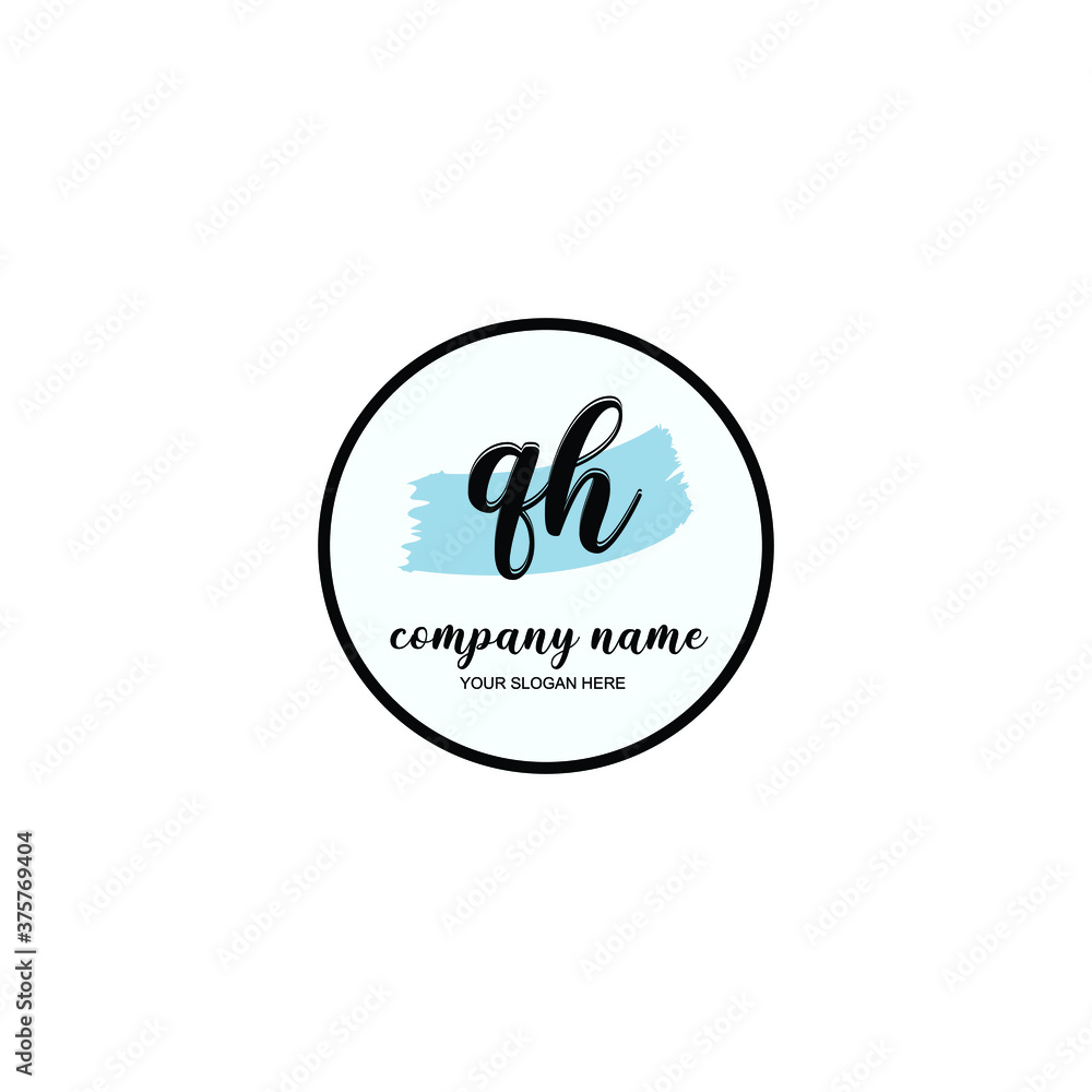 QH Initial handwriting logo template vector QH Initial handwriting logo template vector