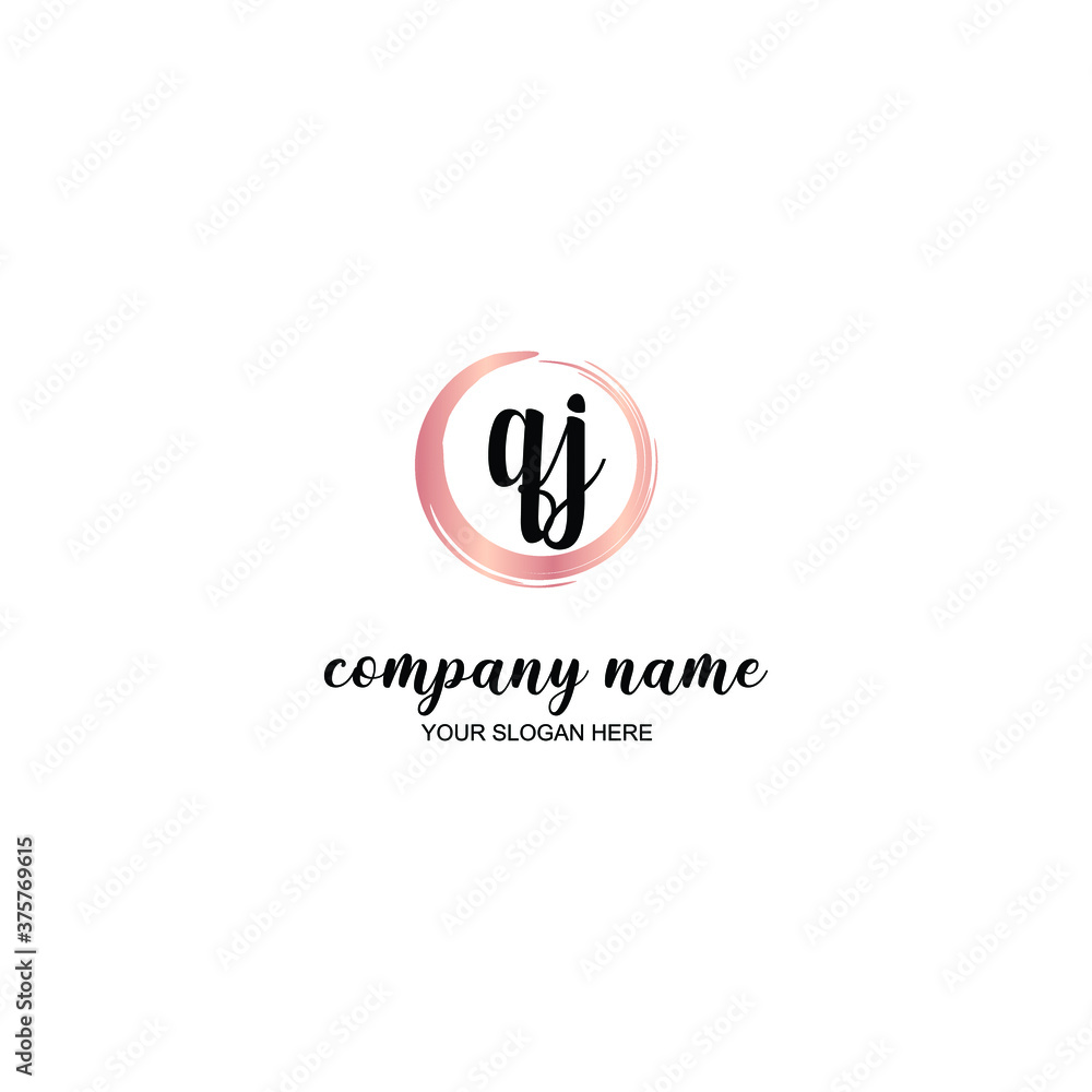 QJ Initial handwriting logo template vector QJ Initial handwriting logo template vector