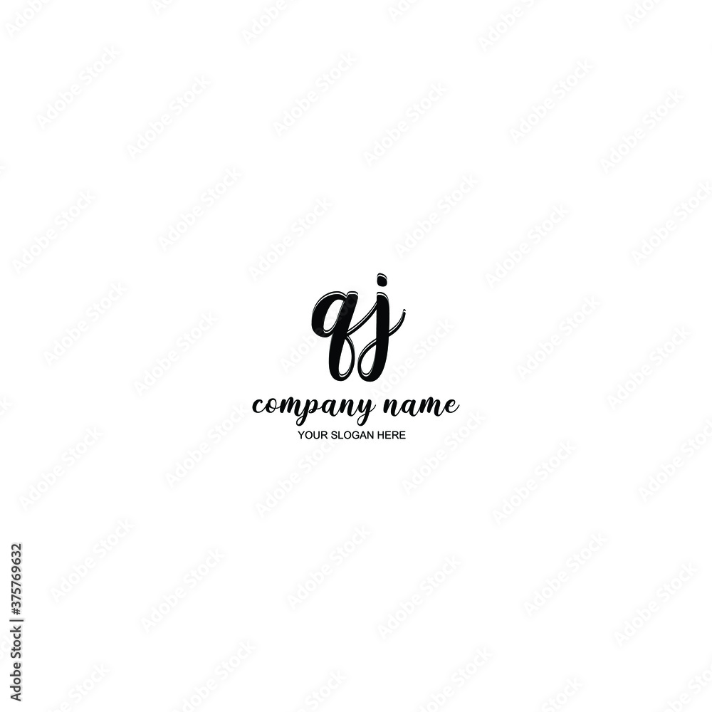 QJ Initial handwriting logo template vector QJ Initial handwriting logo template vector