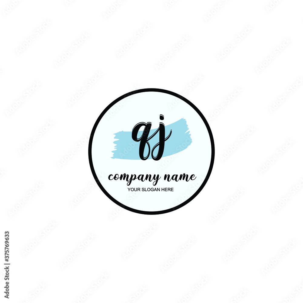 QJ Initial handwriting logo template vector QJ Initial handwriting logo template vector