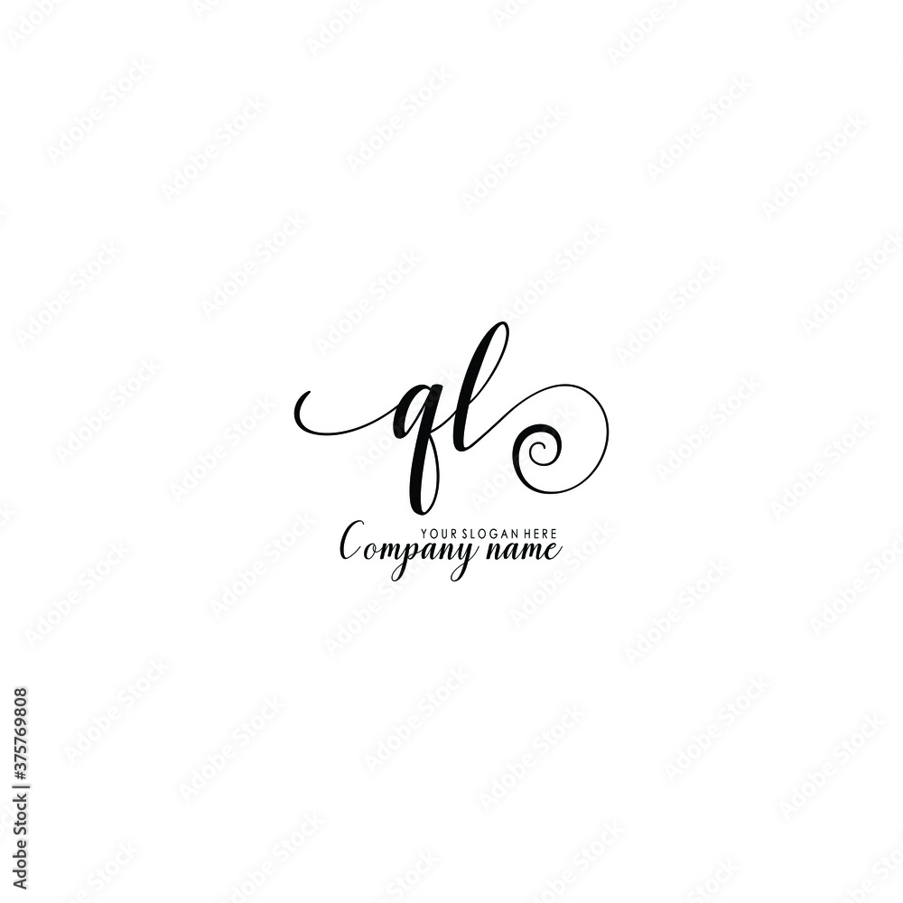 QL Initial handwriting logo template vector QL Initial handwriting logo template vector