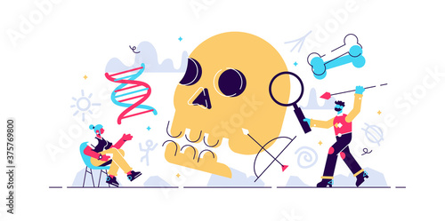 Anthropology vector illustration. Ancient mini
