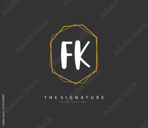 F K FK Initial letter handwriting and signature logo. A concept handwriting initial logo with template element. photo