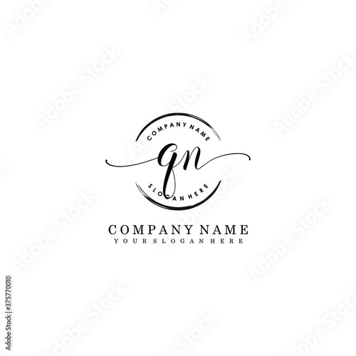 QN Initial handwriting logo template vector 