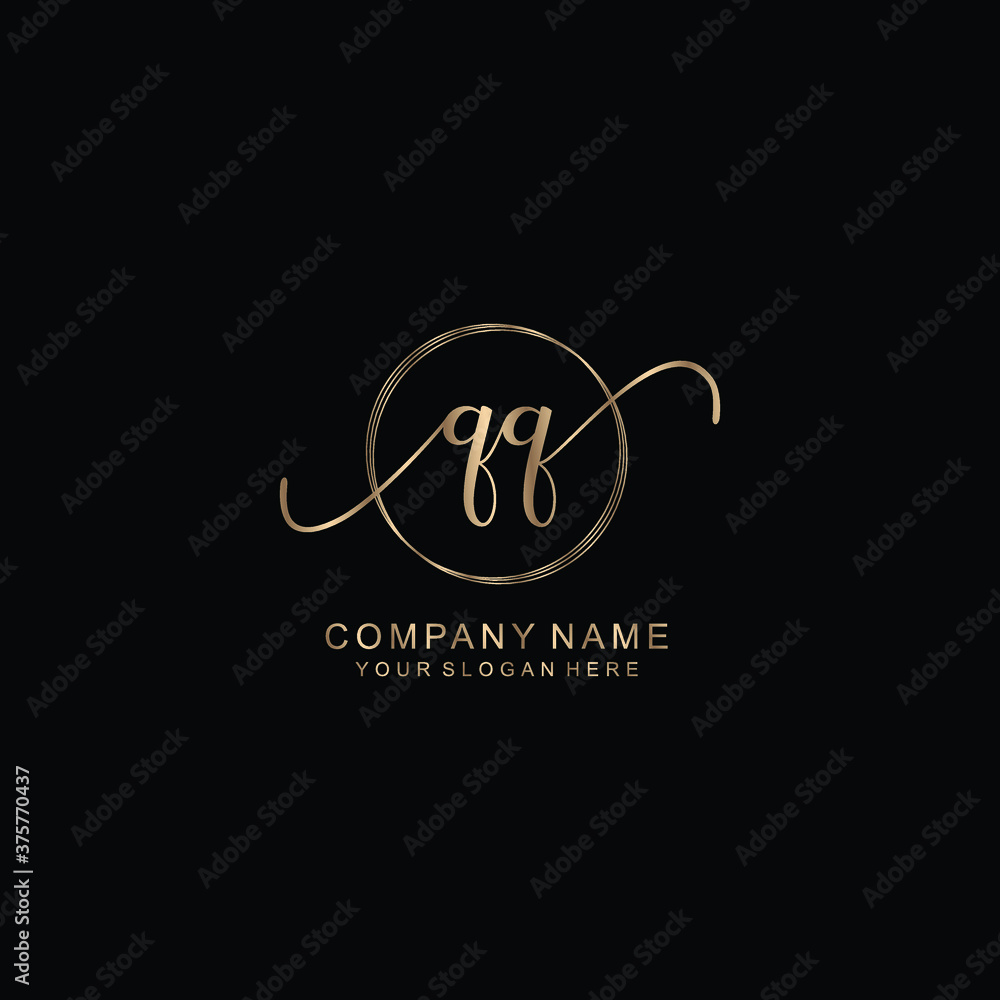QQ Initial handwriting logo template vector
QQ Initial handwriting logo template vector
