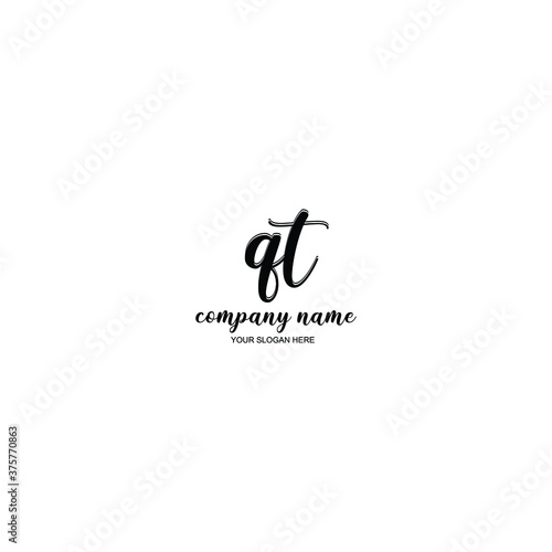 QT Initial handwriting logo template vector 