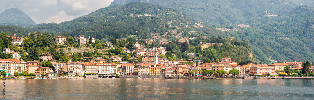 Panorama of Menaggio Town on Lake Como in Italy. Bright Architecture with Colorful Buildings.