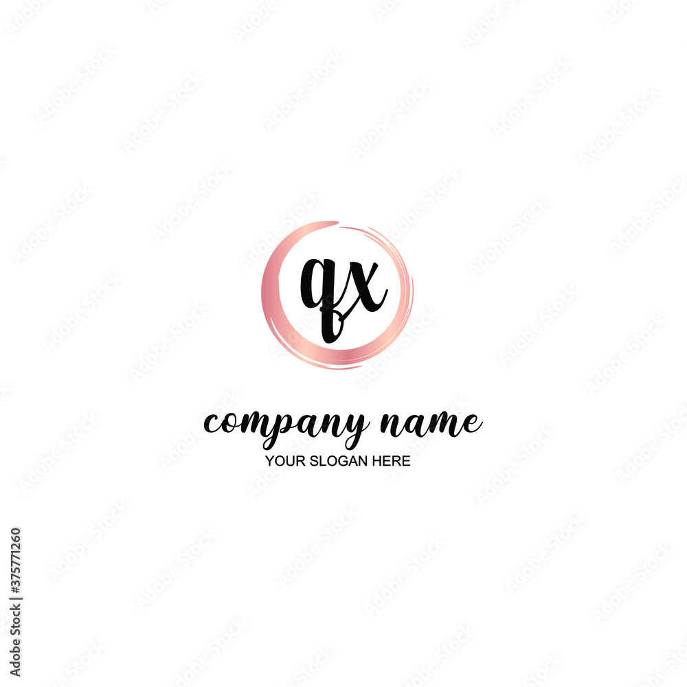 QX Initial handwriting logo template vector
