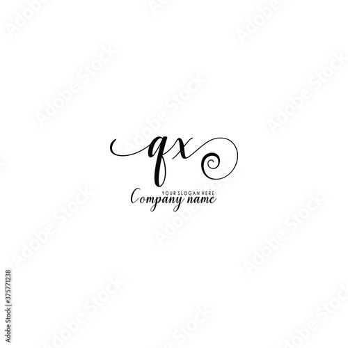 QX Initial handwriting logo template vector 