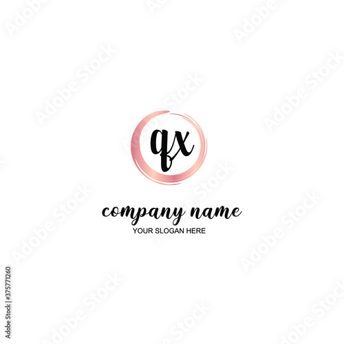 QX Initial handwriting logo template vector 
