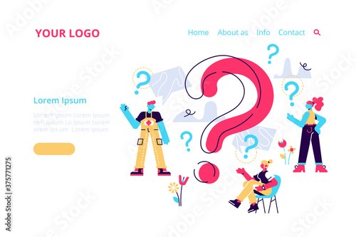 Question mark. Business people asking questions 