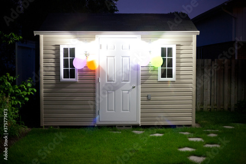 Shed with lights and balloons photo