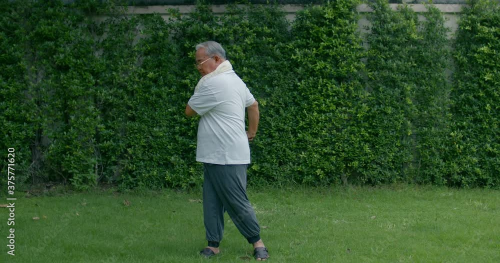 Slow motion of Asian senior man exercise in morning in park, Thai old person fitness slowly outdoors for good health
Slow motion of Asian senior man exercise in morning in park, Thai old person fitness slowly outdoors for good health