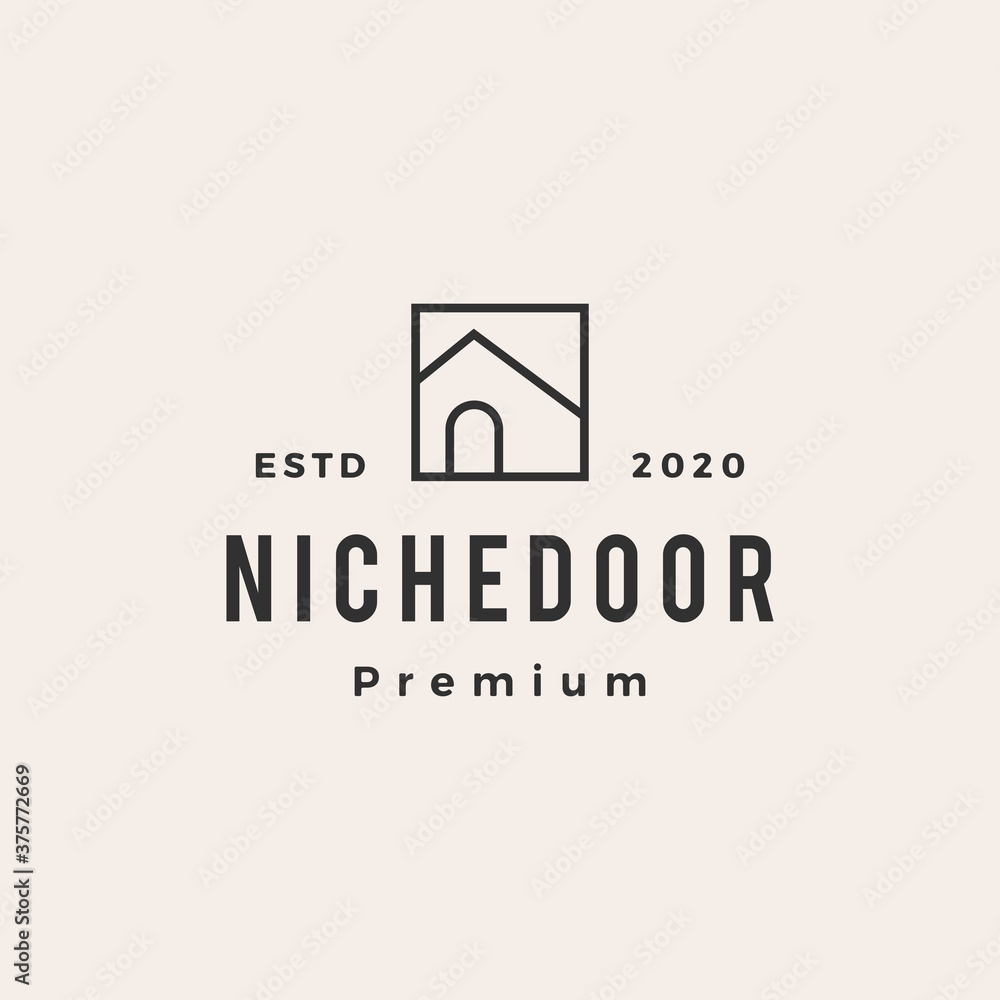 niche house hipster vintage logo vector icon illustration - obrazy, fototapety, plakaty 