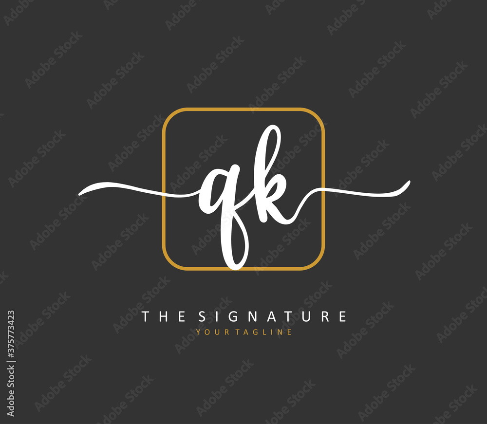 Q K QK Initial letter handwriting and signature logo. A concept handwriting initial logo with template element. Q K QK Initial letter handwriting and signature logo. A concept handwriting initial logo with template element.