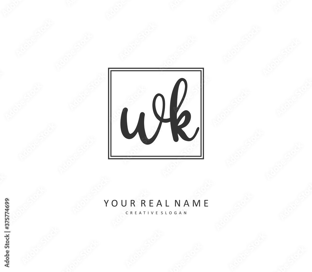 W K WK Initial letter handwriting and signature logo. A concept handwriting initial logo with template element. W K WK Initial letter handwriting and signature logo. A concept handwriting initial logo with template element.