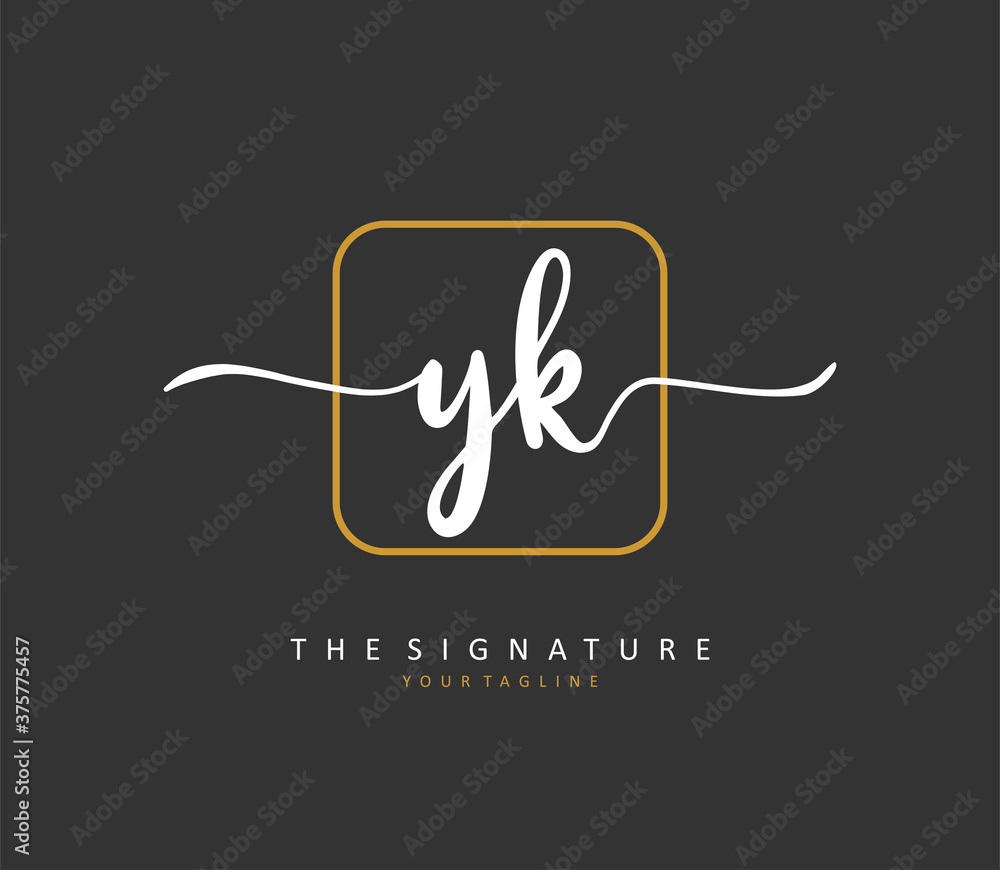 Y K YK Initial letter handwriting and signature logo. A concept handwriting initial logo with template element. Y K YK Initial letter handwriting and signature logo. A concept handwriting initial logo with template element.