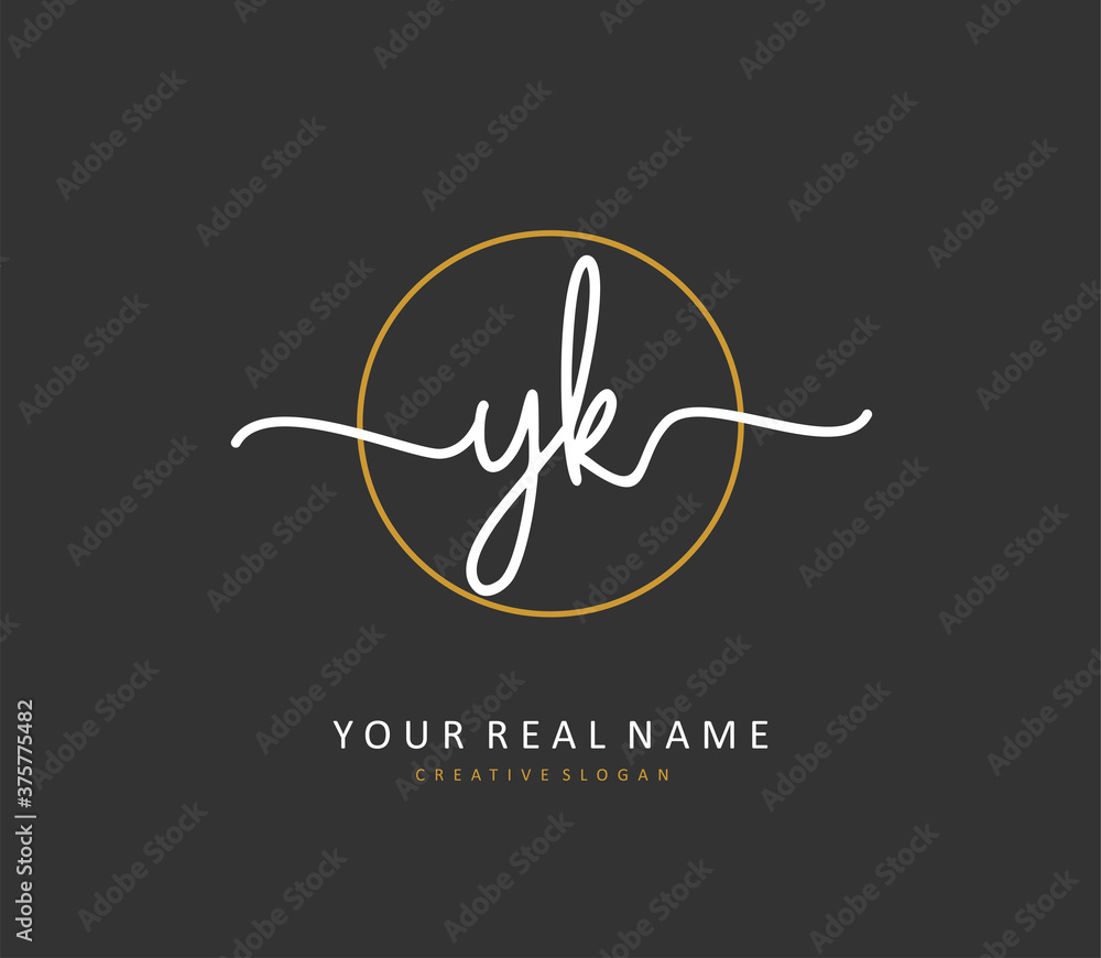 Y K YK Initial letter handwriting and signature logo. A concept handwriting initial logo with template element. Y K YK Initial letter handwriting and signature logo. A concept handwriting initial logo with template element.