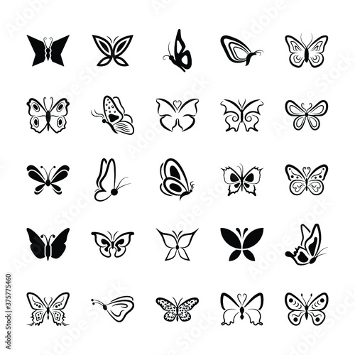 Butterfly Symbols Vector Icons 