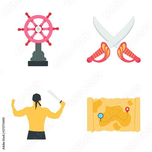 Bundle Of Pirate flat Icons 
