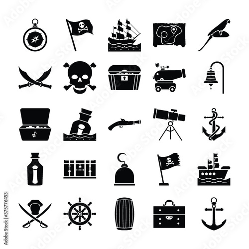 Pirates Glyph Vector Icons 