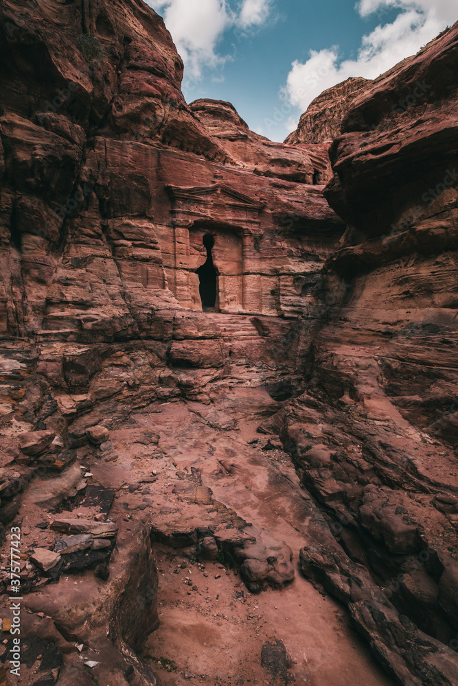 Hidden tomb in the city of Petra