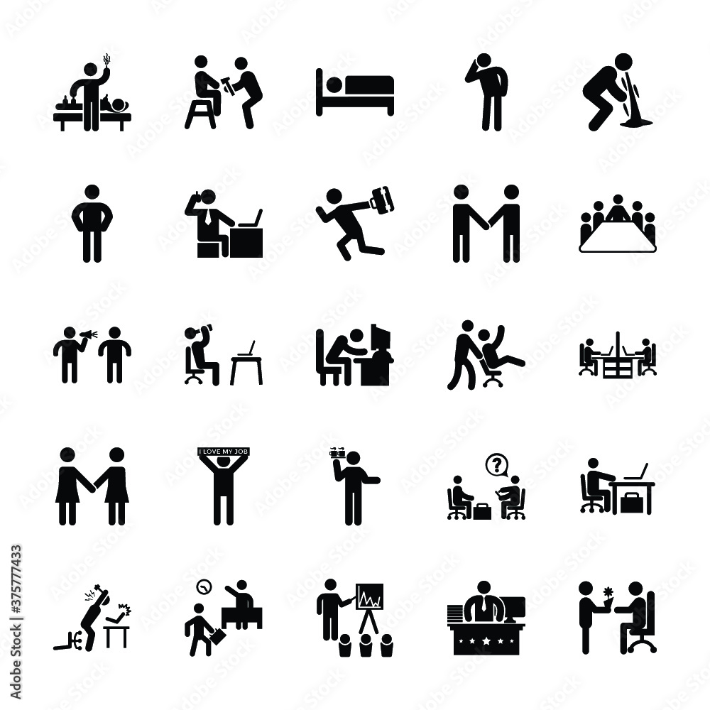 Set Of Office Pictograms Set Of Office Pictograms