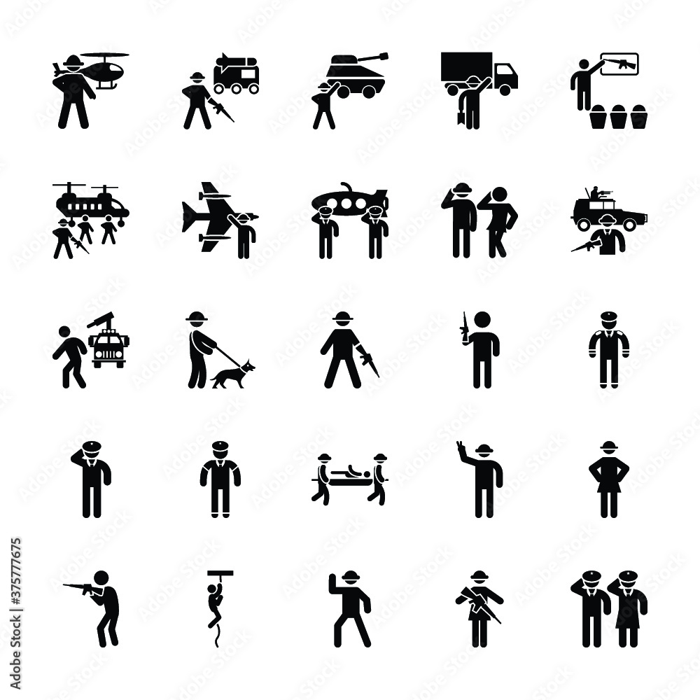 Set Of Military Pictograms Set Of Military Pictograms