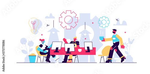 Coworking vector illustration. Stylized banner