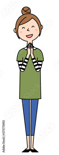喜ぶ若い女性 ママ