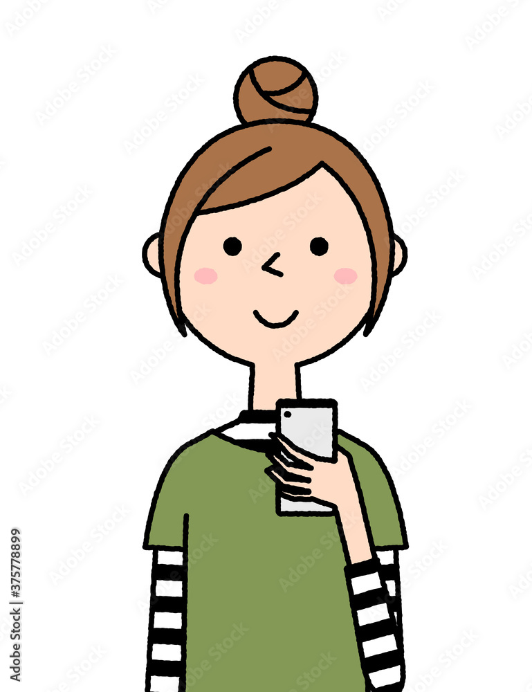 スマホを操作する若い女性　ママ