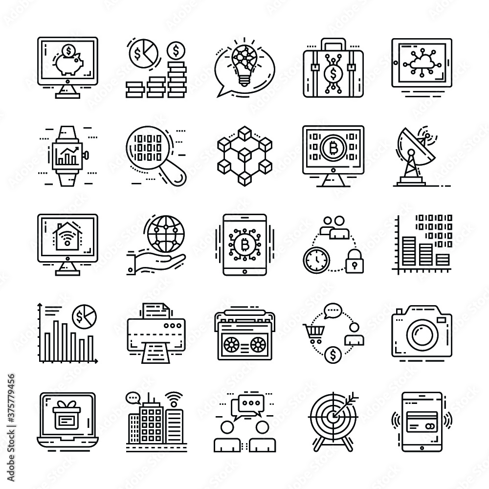 Digital Economy Icons Vector Digital Economy Icons Vector