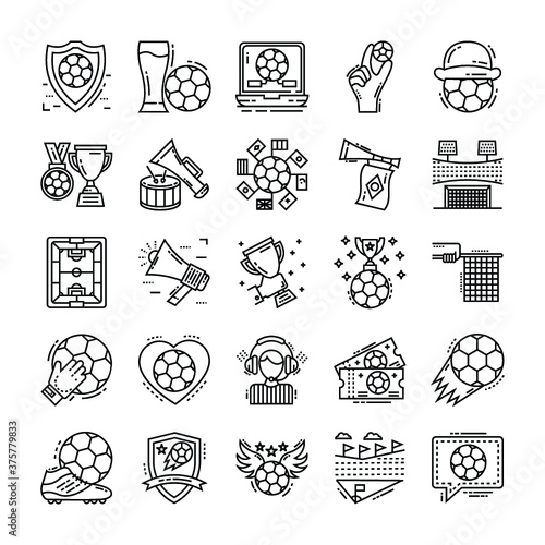 Football and Soccer Line Vectors Set 