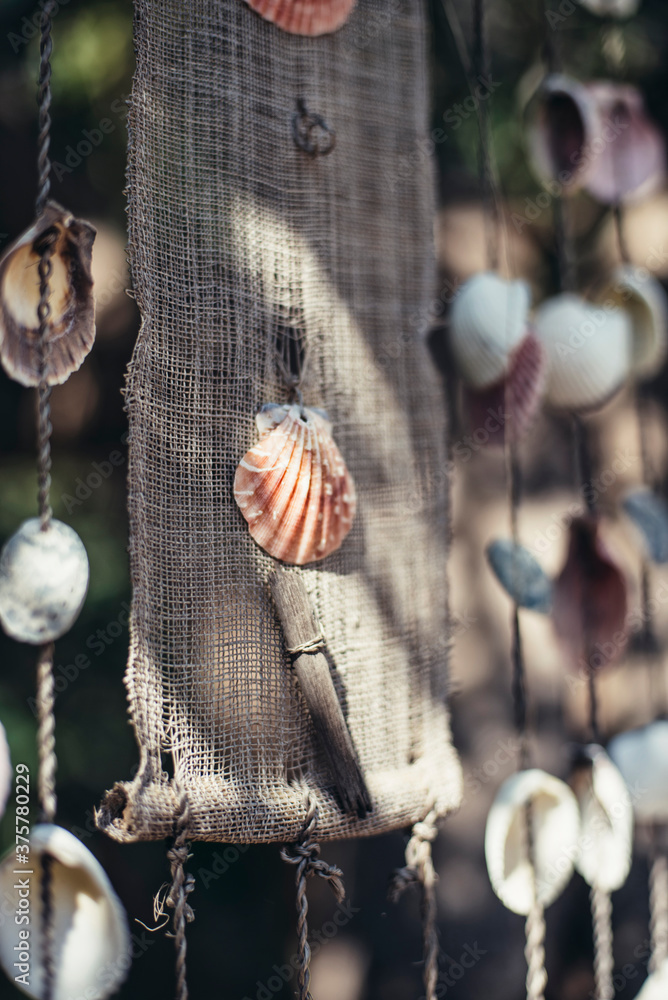 Objects: Homemade wind chime made of clams Objects: Homemade wind chime made of clams