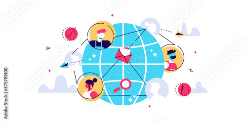 Social community vector illustration. Flat tiny