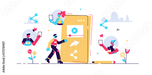 Share vector illustration. Flat tiny 