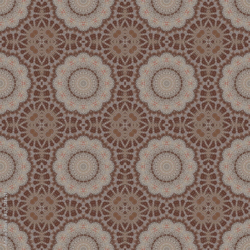 Mosaic seamless pattern with floral ornament and kaleidoscope effect. Texture for textile or home interior decor. Mosaic seamless pattern with floral ornament and kaleidoscope effect. Texture for textile or home interior decor.