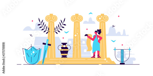 Roman culture vector illustration. Tiny 