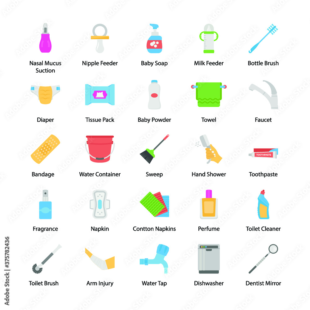 Baby Hygiene And Health Icons Pack Baby Hygiene And Health Icons Pack