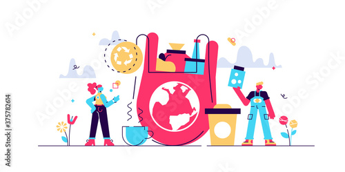 Zero waste vector illustration. Flat tiny 