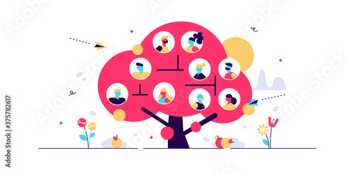Family tree flat vector illustration.