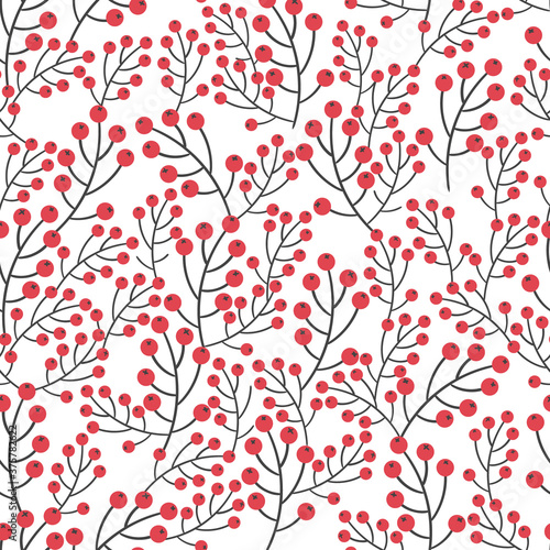 Rowan seamless pattern. Vector background