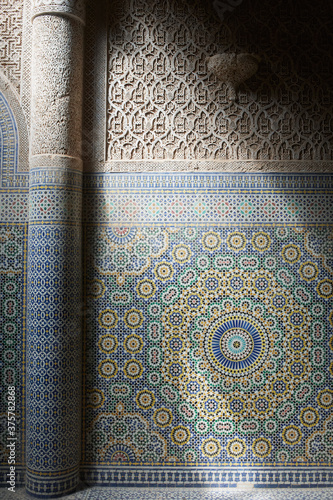 Interior of arab palace decorated with old ceramics photo