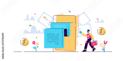 Digital bill vector illustration. Flat tiny 