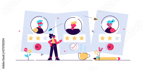 Recruitment ageism vector illustration. Tiny 