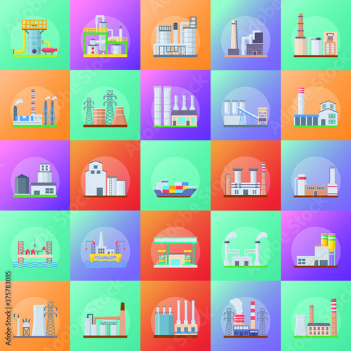 Oil Industry Flat Icons 