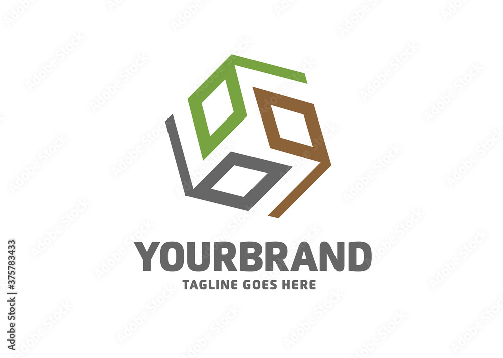 abstract geometric square technology logo vector, abstract modern Logo of a stylized 3d cube