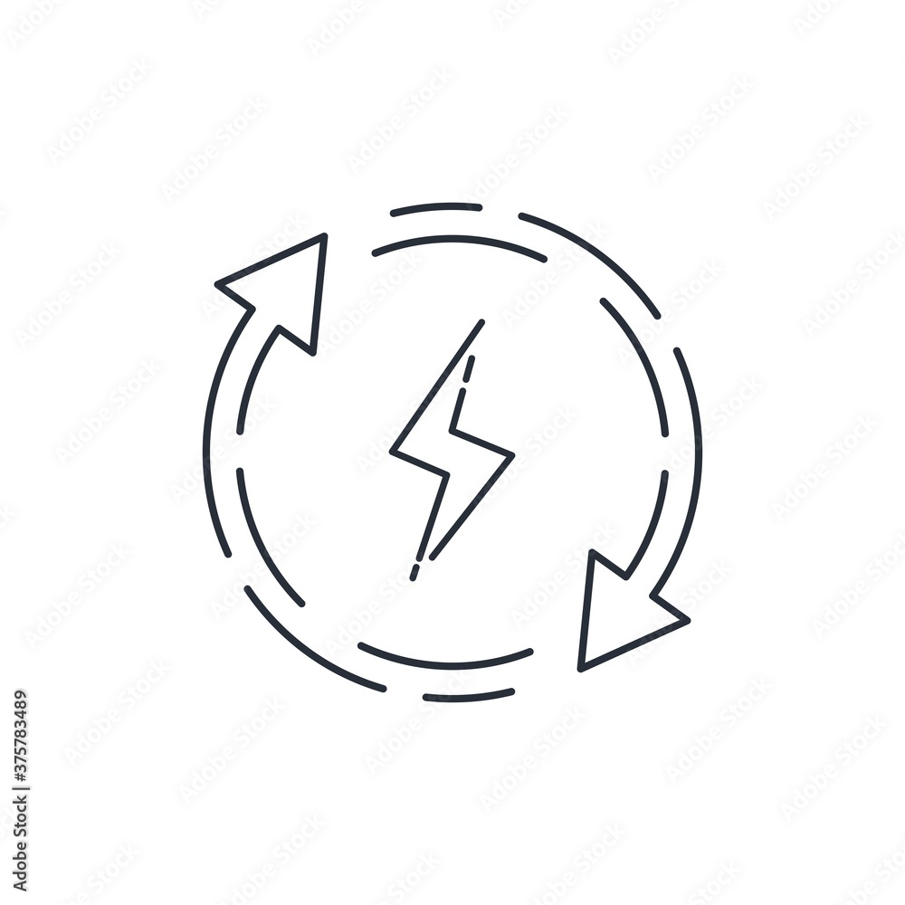 Recharge. Vector linear icon isolated on white background.