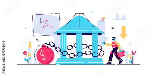 National debt vector illustration. Tiny